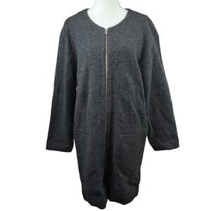 Aritzia Wilfred Gray Banville Cardigan Jacket Sz M 100% Merino Wool